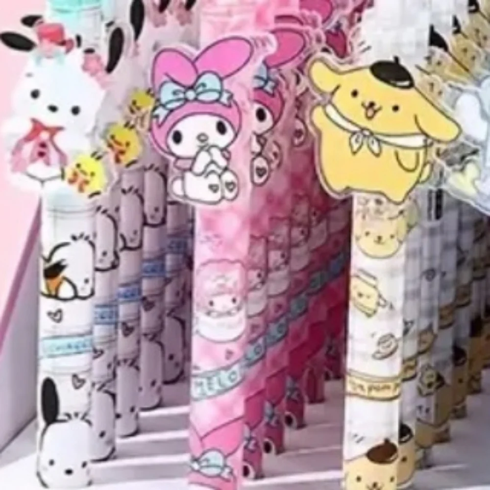 Set of 6, Hello Kitty & Friends Pens Sanrio Kuromi Melody Pom Cinnamoroll